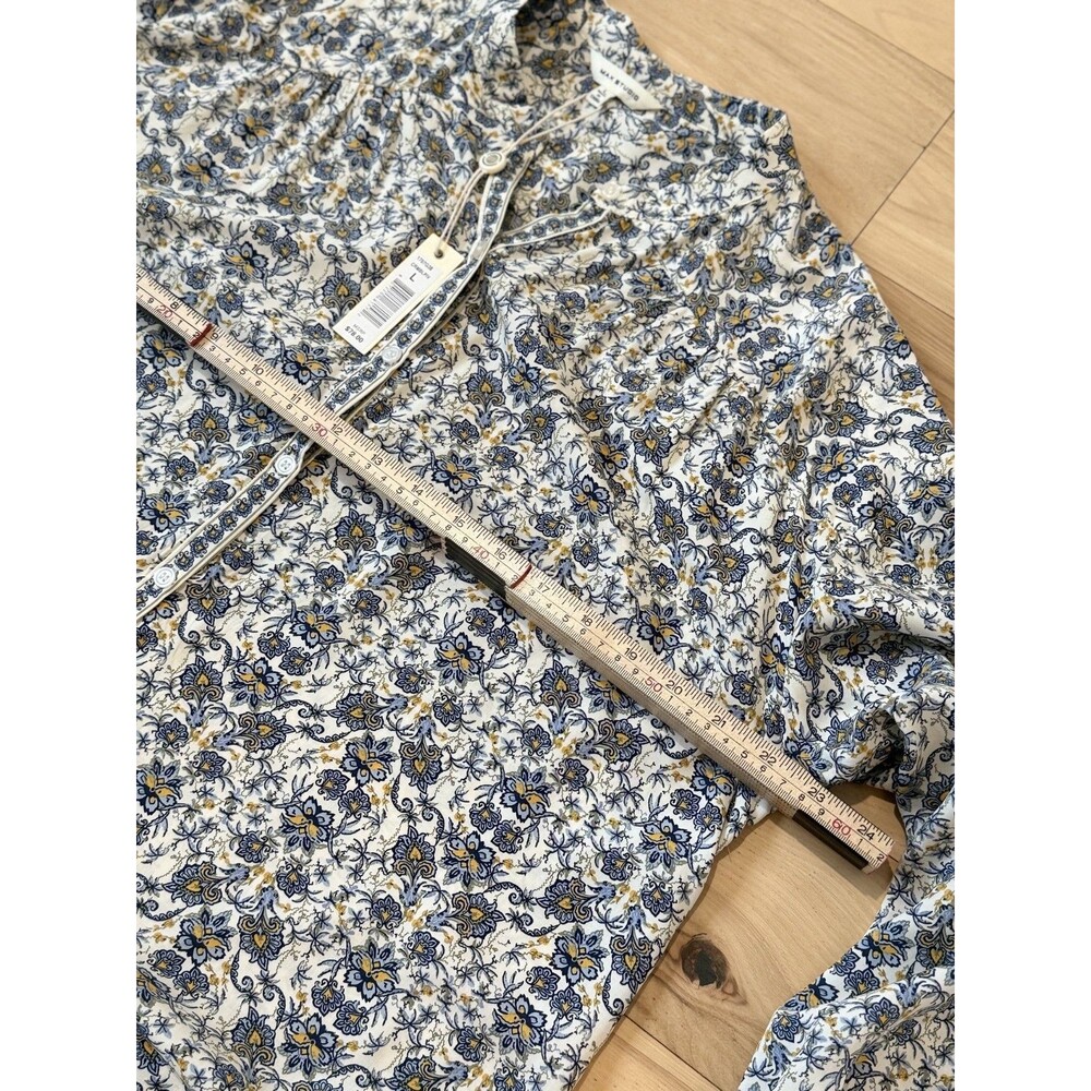 NWT Max Studio Floral  op Womens Sz L 3/4 Sleeve Button Peasant Resort Scandi - Picture 9 of 10